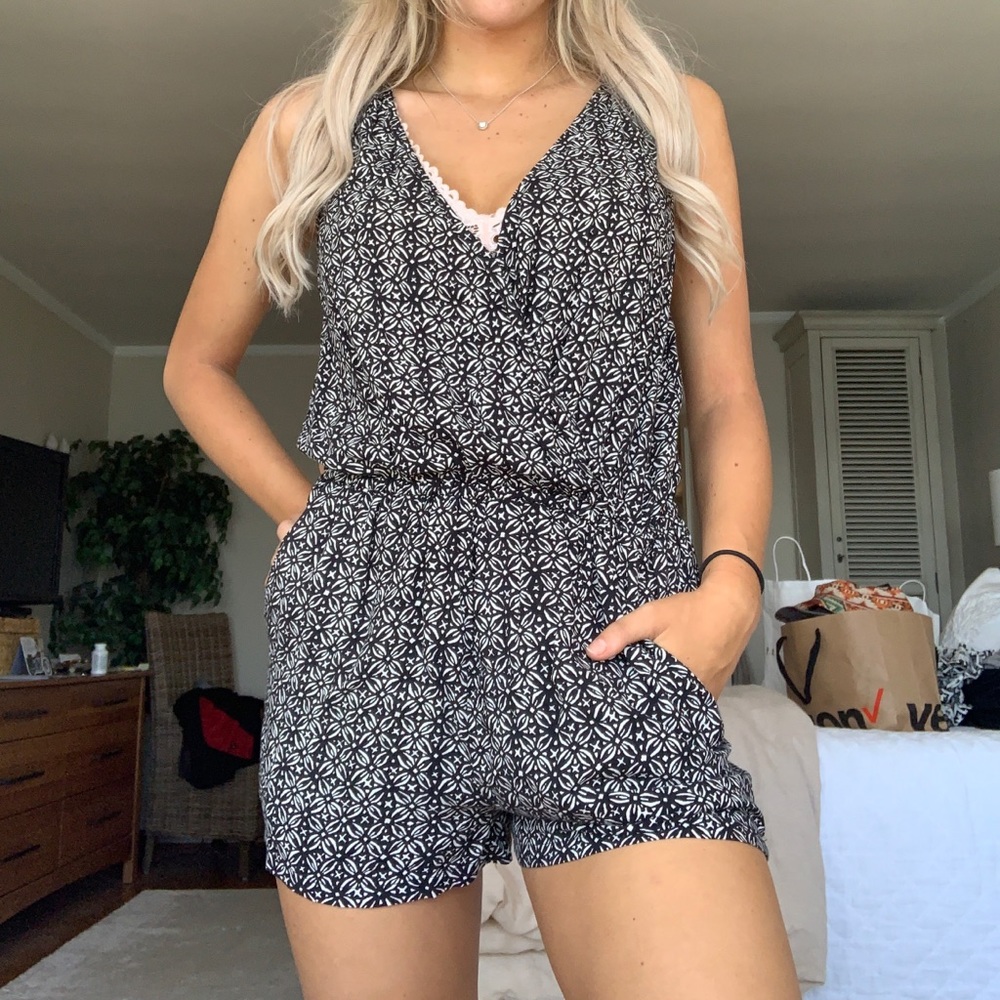 Black and White Pattern Romper
